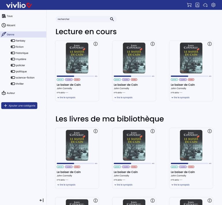 bibliothèque avec options