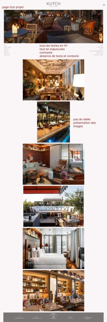 capture d'écran du site de départ de KUTCH avant sa refonte