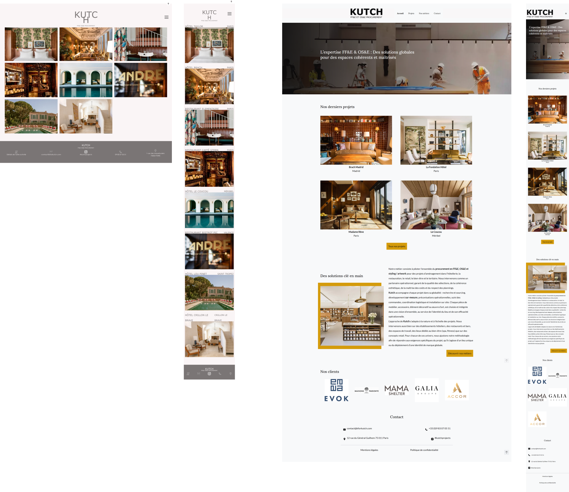 comparatif de la page d'accueil de Kutch avant et après sa refonte